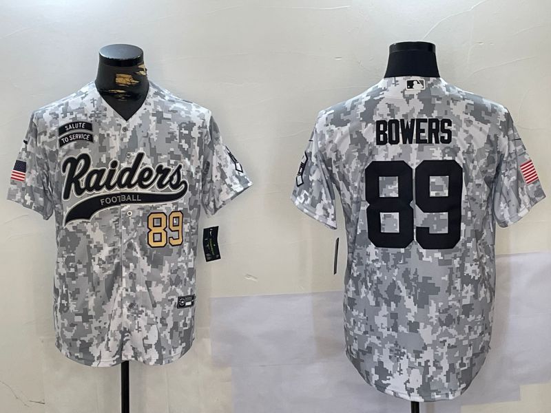 Men Oakland Raiders #89 Bowers Nike Arctic Camo 2024 Salute to Service Limited NFL Jersey style 3->oakland raiders->NFL Jersey